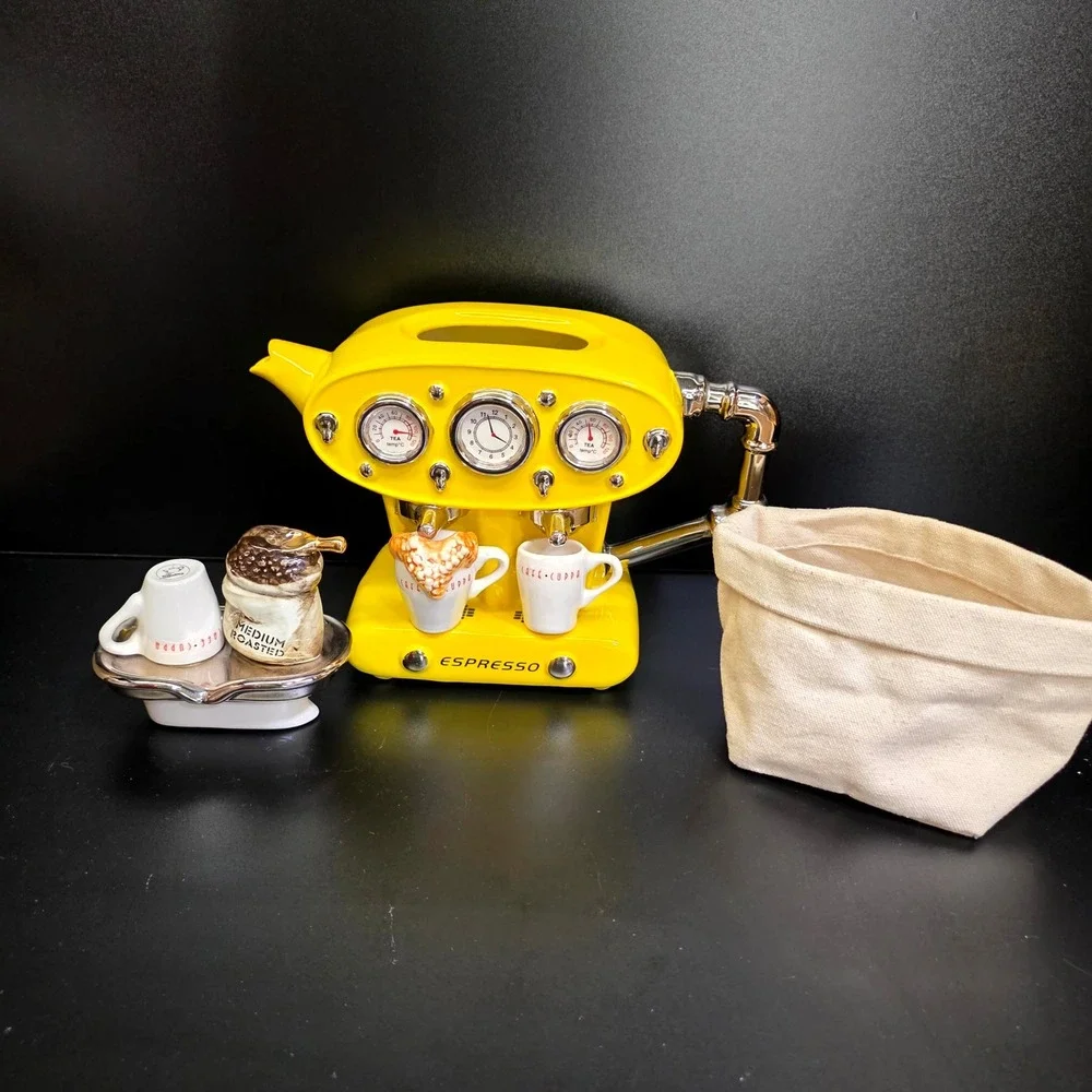The Teapottery Espresso Machine Teapot Large Yellow Limited Edition 16/500